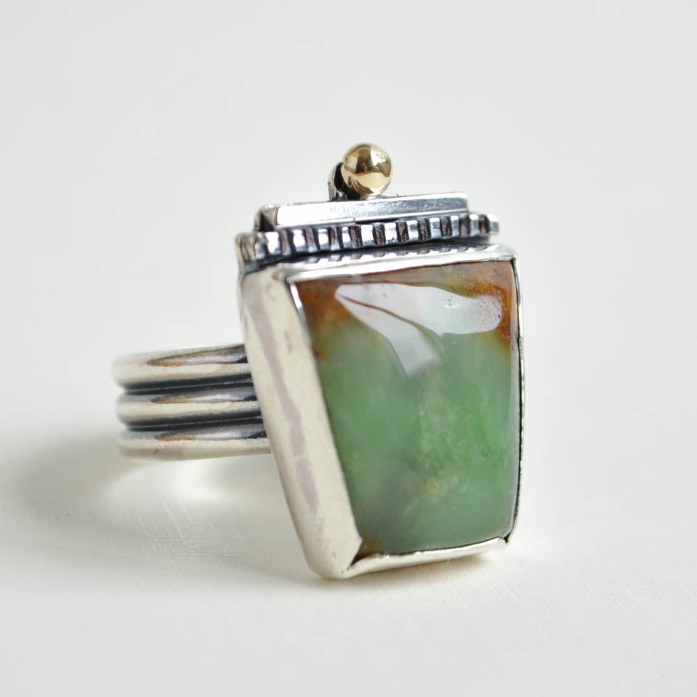 Chrysoprase Trapezoid Ring—Size 8