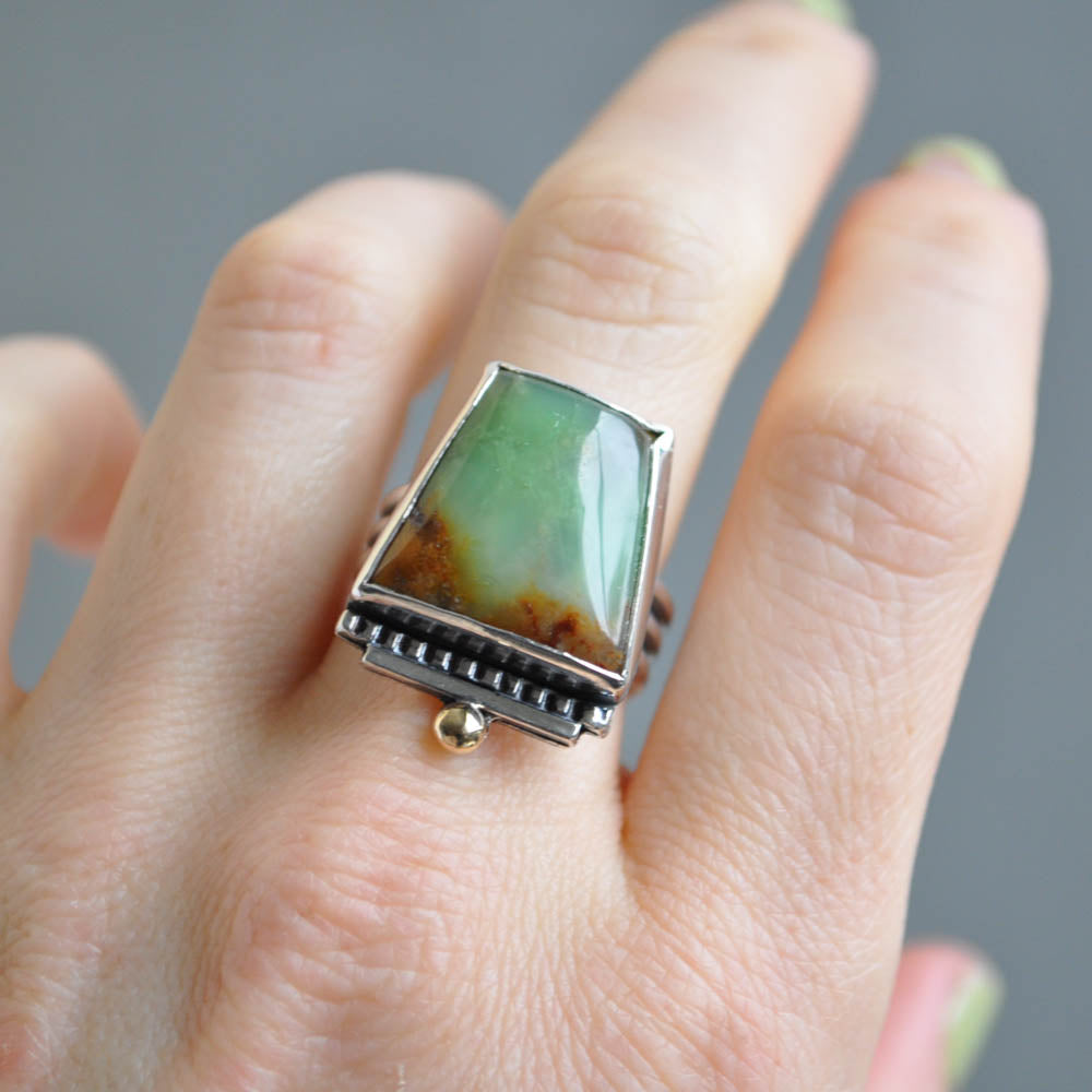 Chrysoprase Trapezoid Ring—Size 8