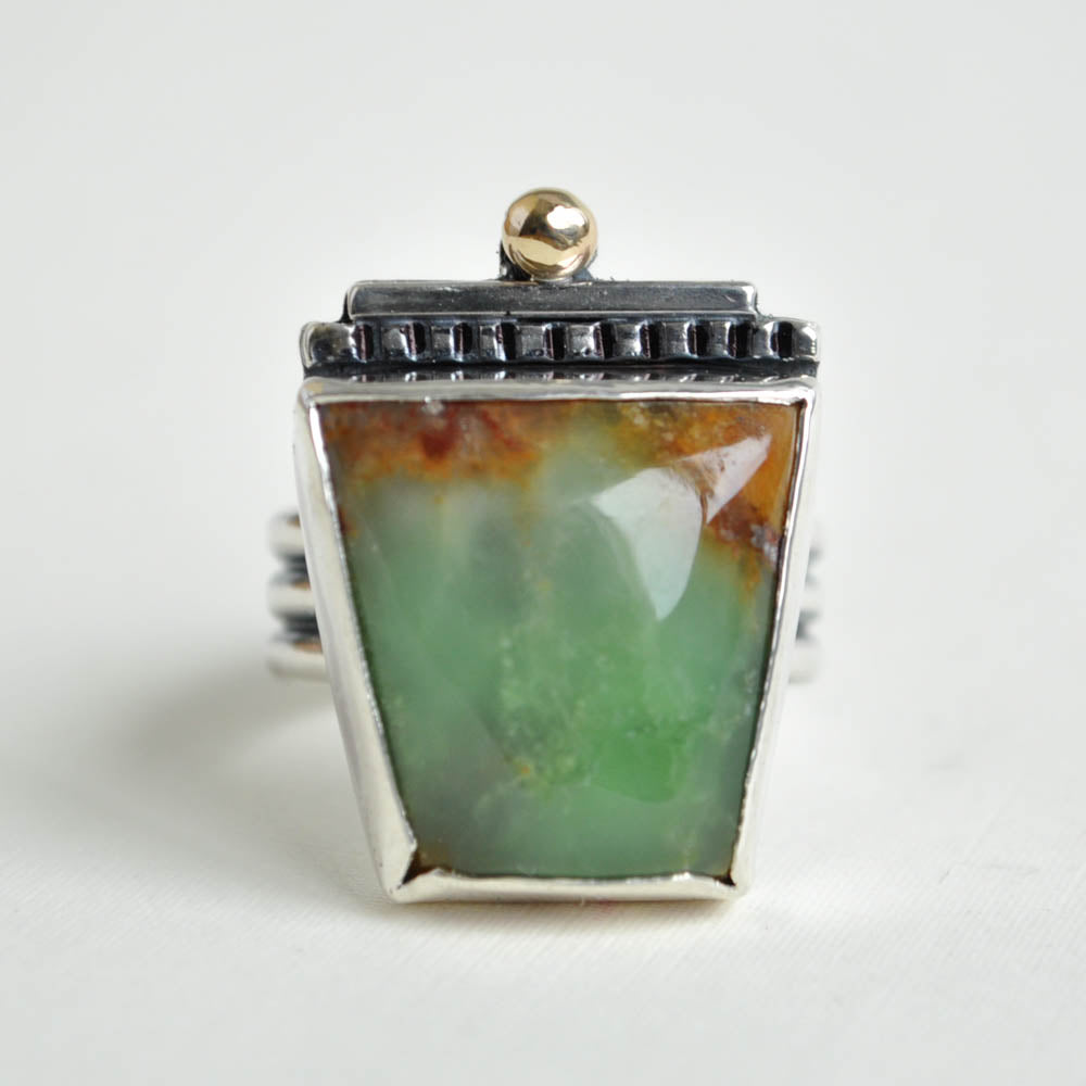 Chrysoprase Trapezoid Ring—Size 8