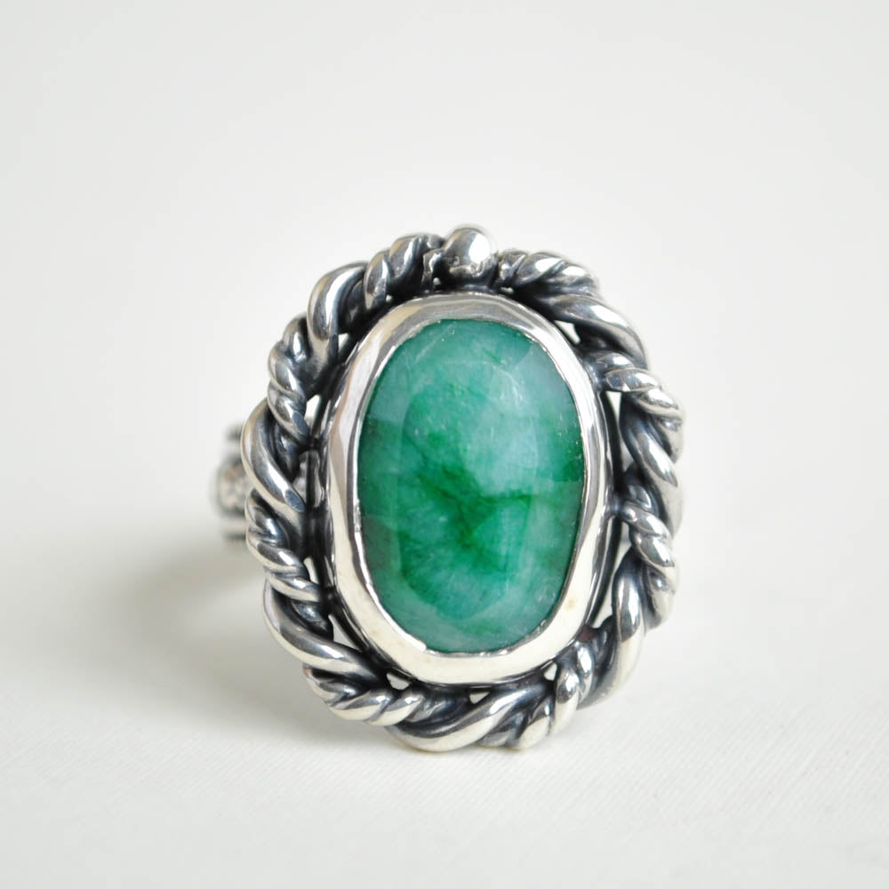 Emerald Twist Ring—Size 7