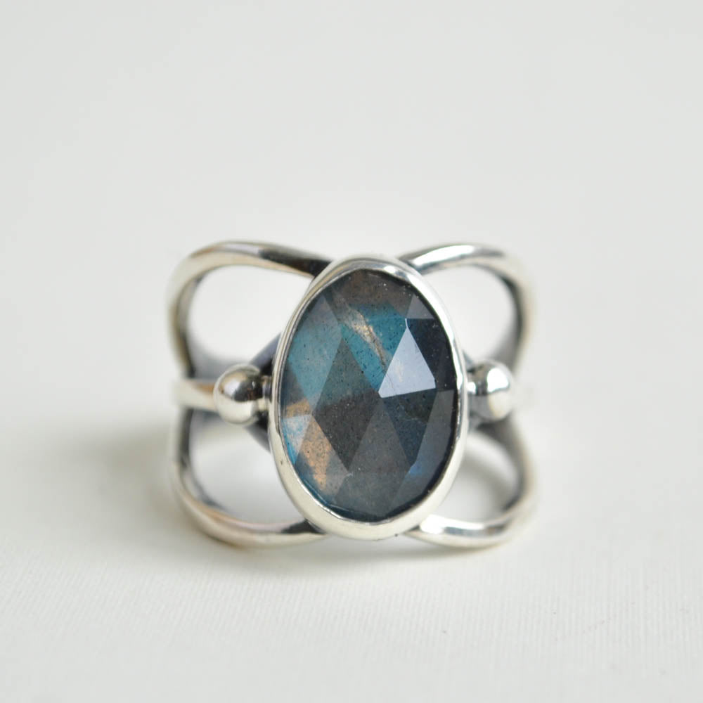 Cosmic Labradorite Ring—Size 8