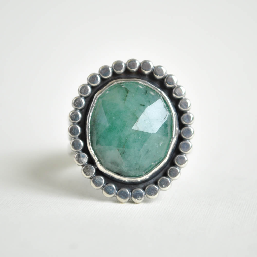 Emerald Dahlia Ring—Size 6