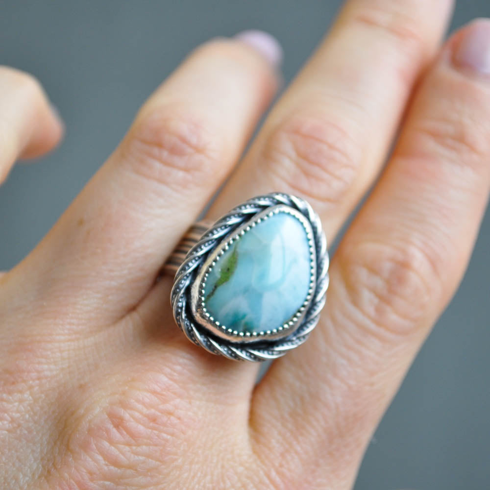 Larimar Twist Ring—Size 8