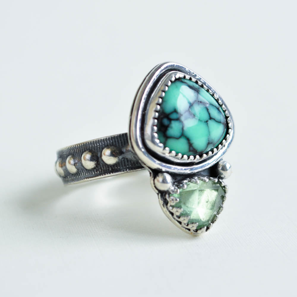 Variscite and Green Tourmaline Ring—Size 9.5