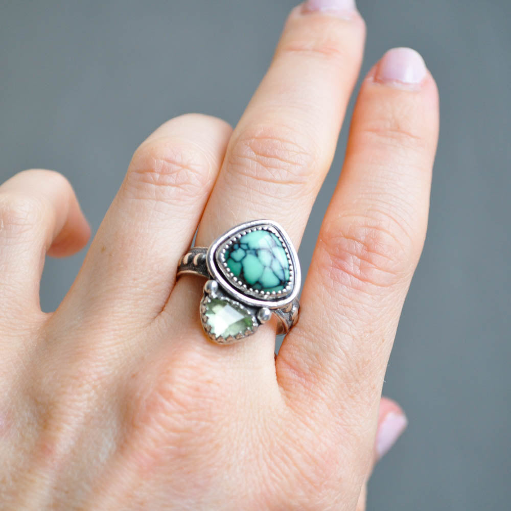 Variscite and Green Tourmaline Ring—Size 9.5