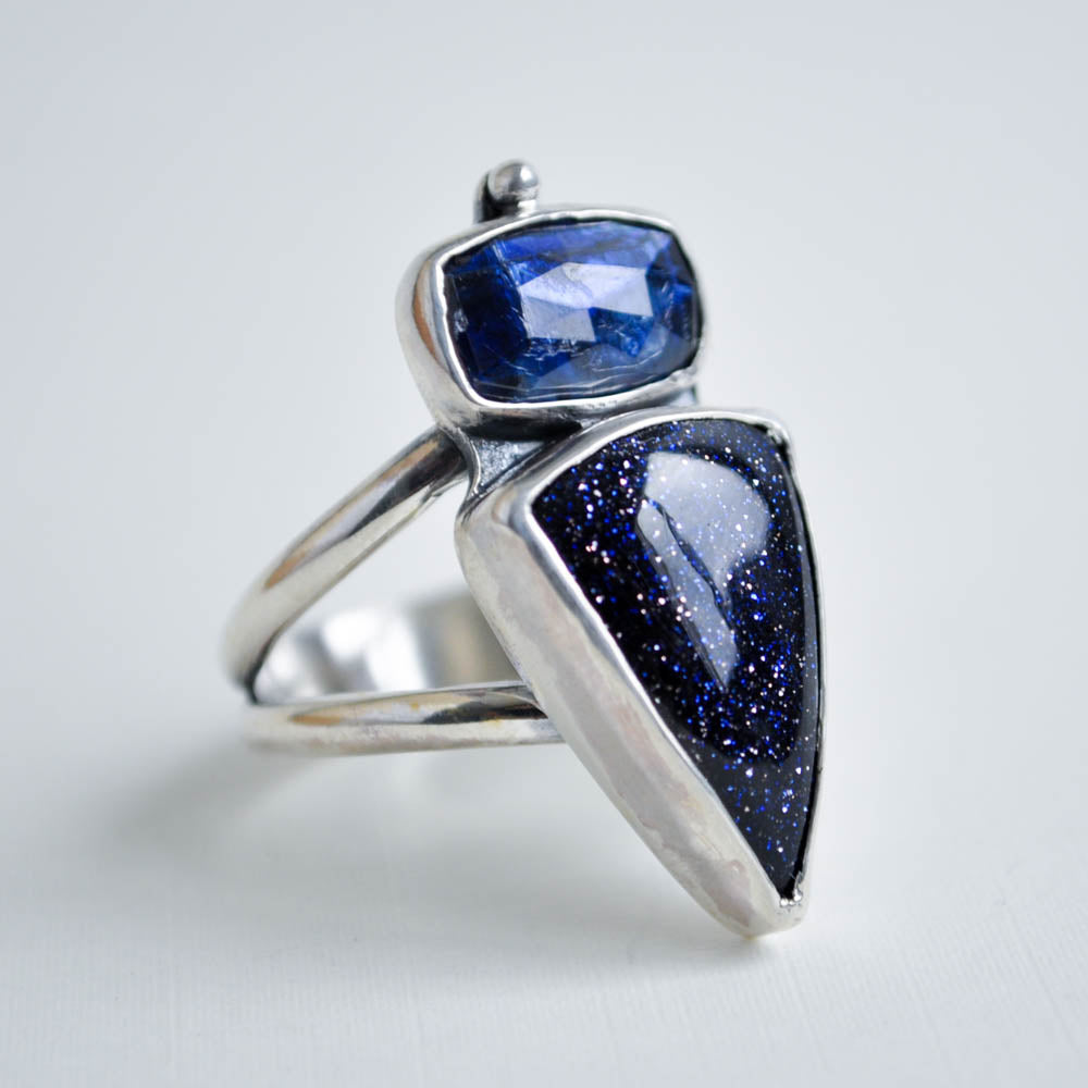 Goldstone and Kyanite Ring—Size 10