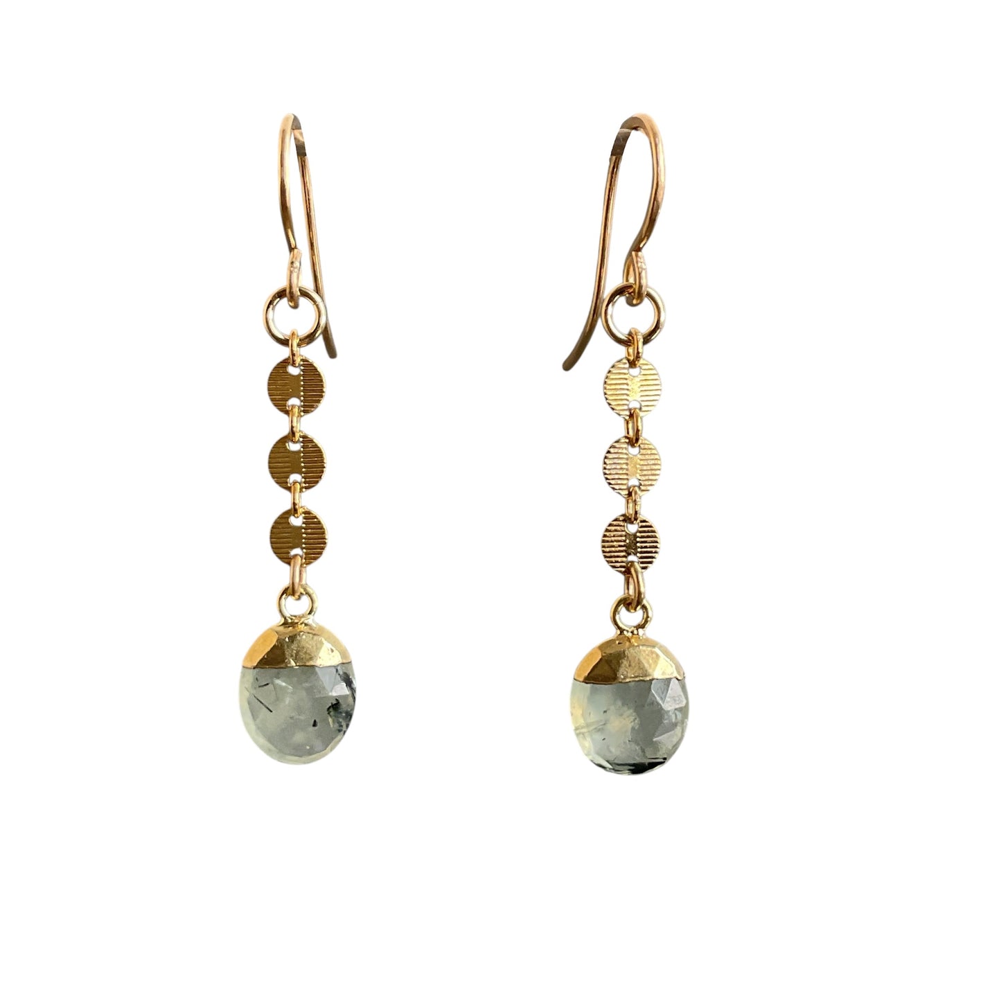 Gemstone Disc Dangle Earrings