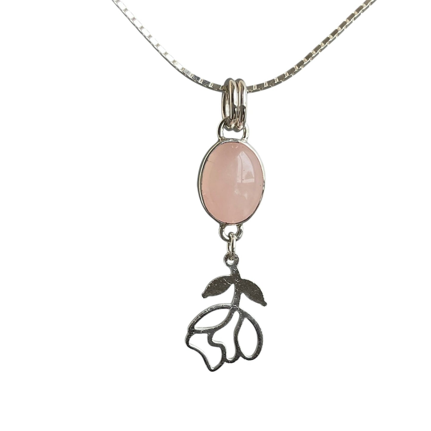 Peony Rose Quartz Drop Necklace