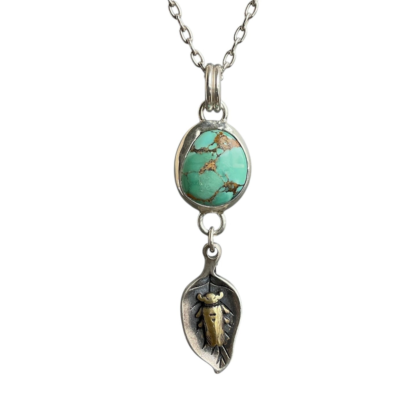 Turquoise Beetle Drop Necklace