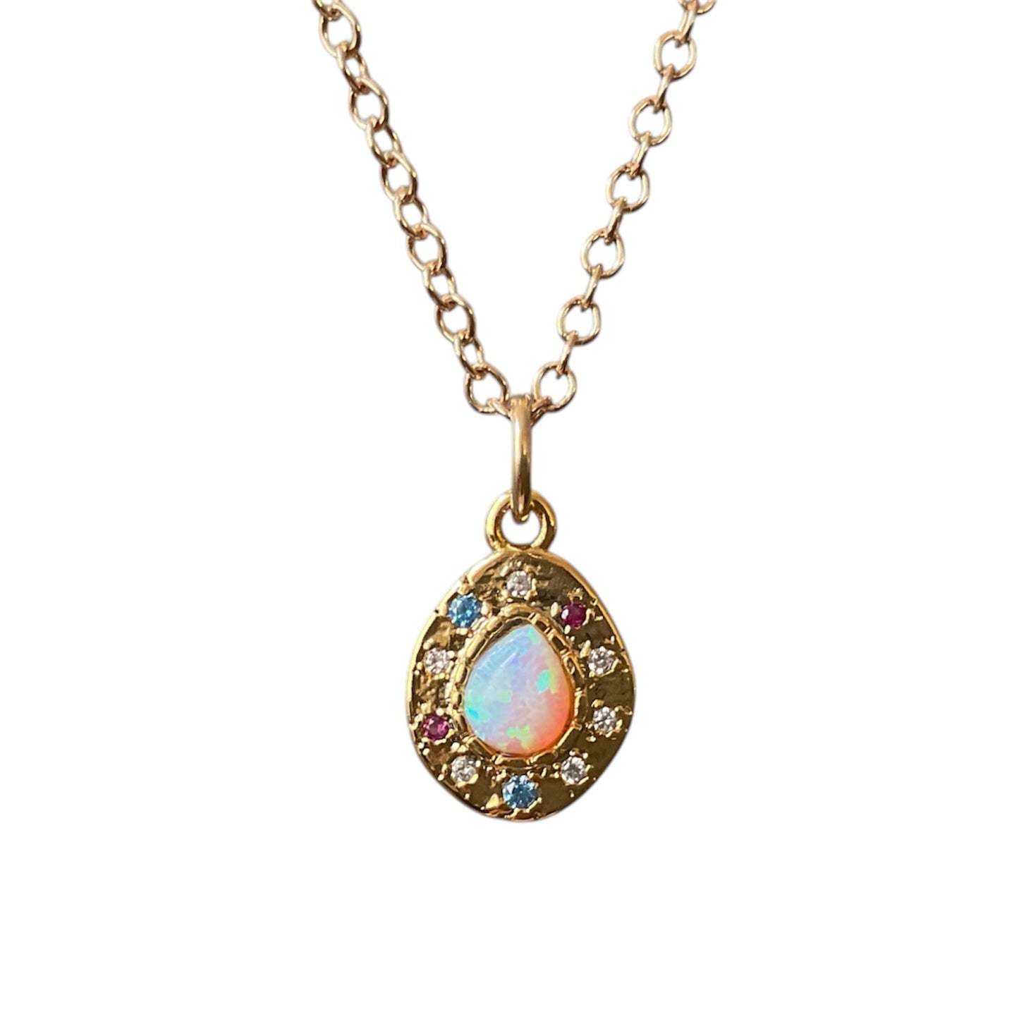 Rainbow Opal Teardrop Necklace
