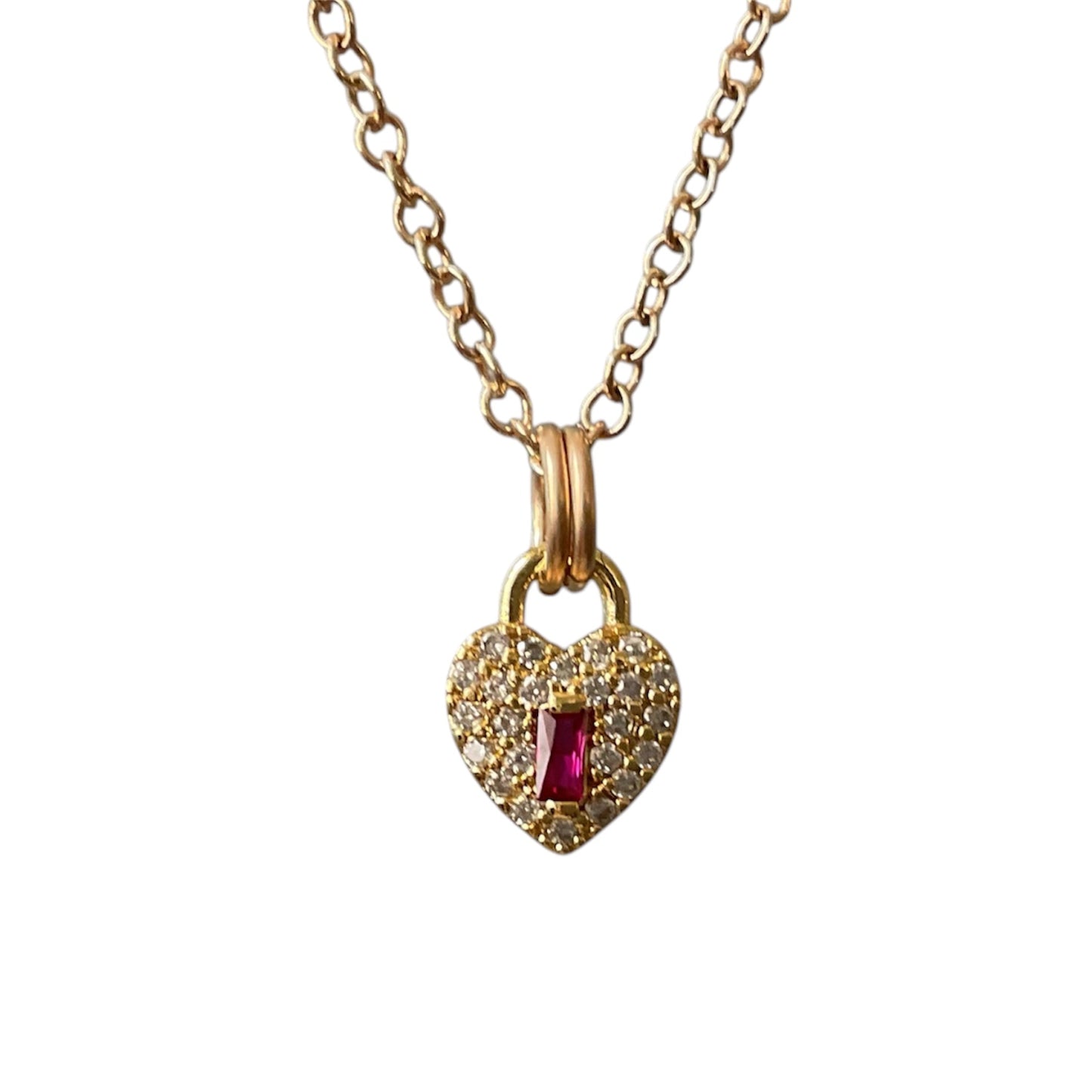 Heart Lock Pave Necklace