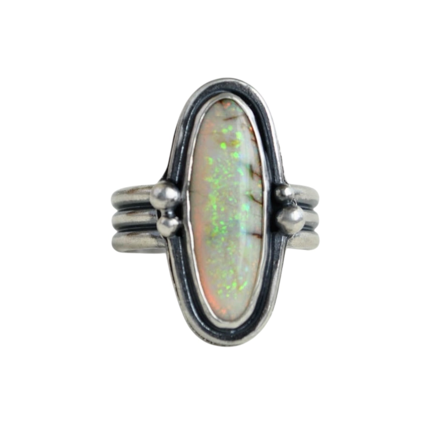 Sterling Opal Ring—Size 9.5
