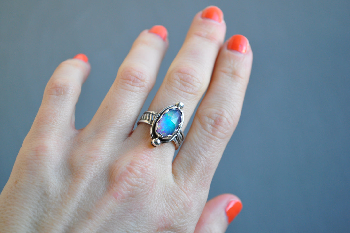 Aurora Opal Ring—Size 7.5
