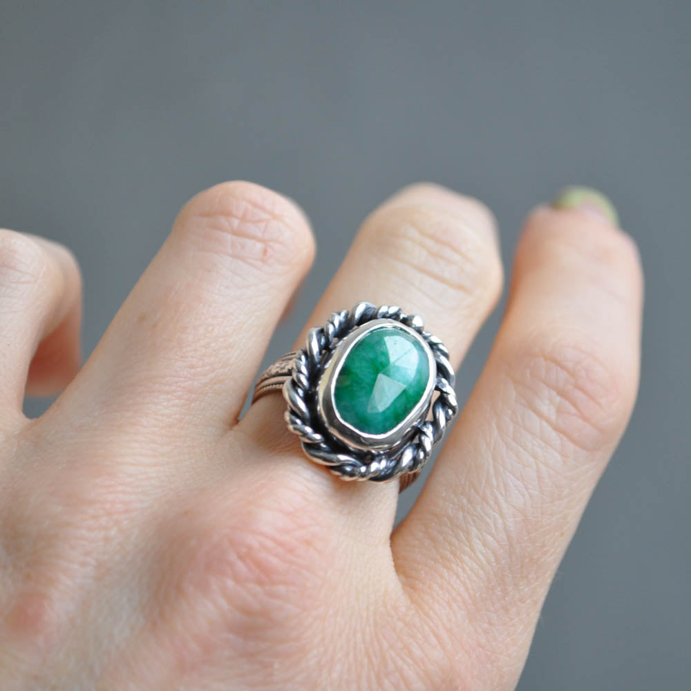 Emerald Twist Ring—Size 7