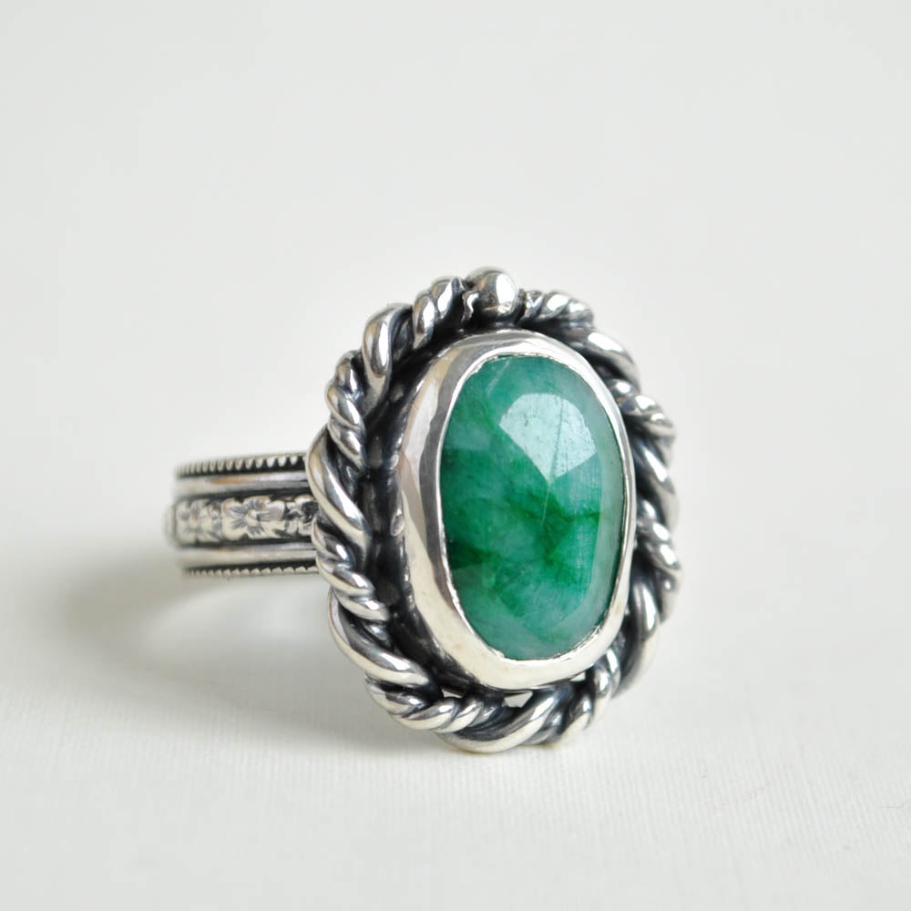 Emerald Twist Ring—Size 7