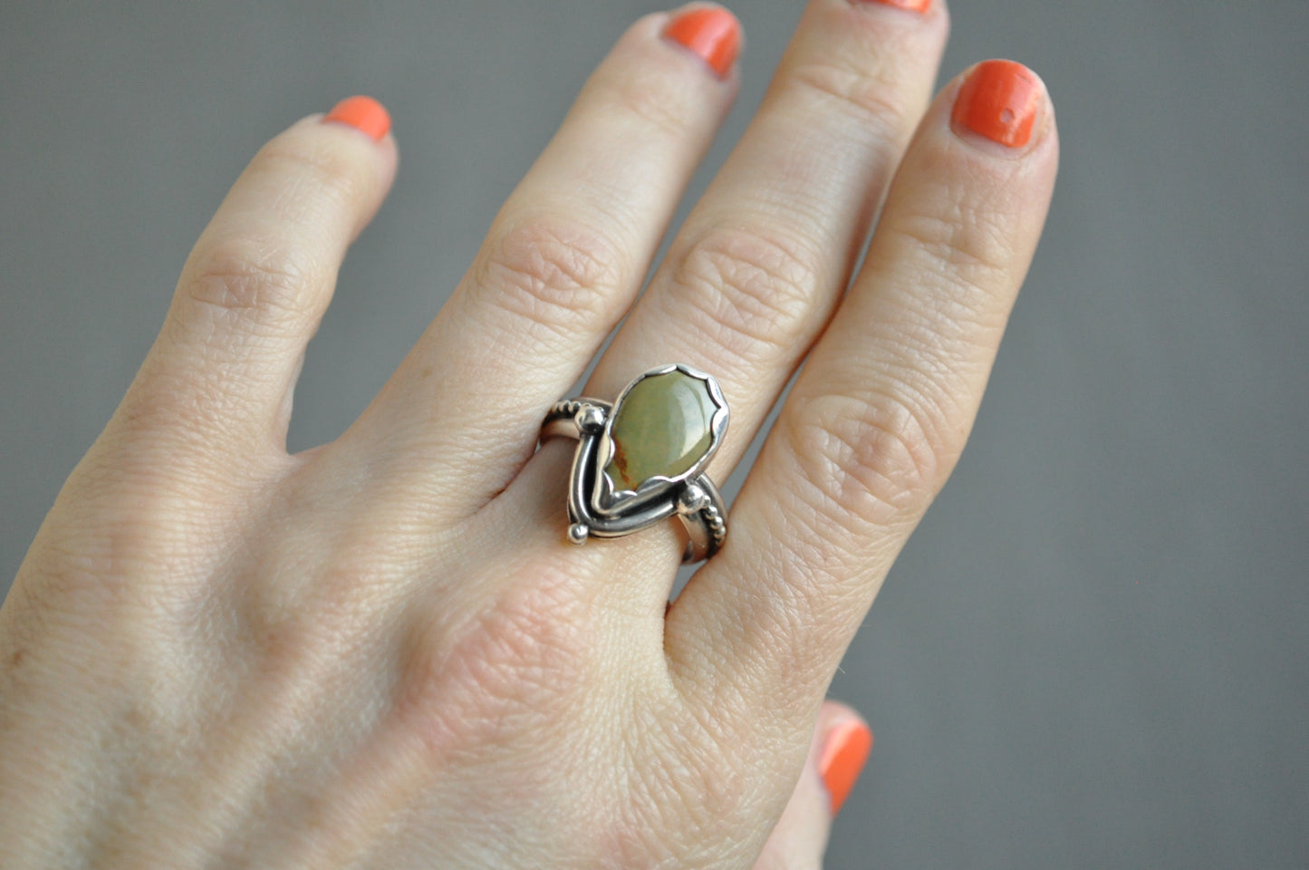 Green Turquoise Ring—Size 8