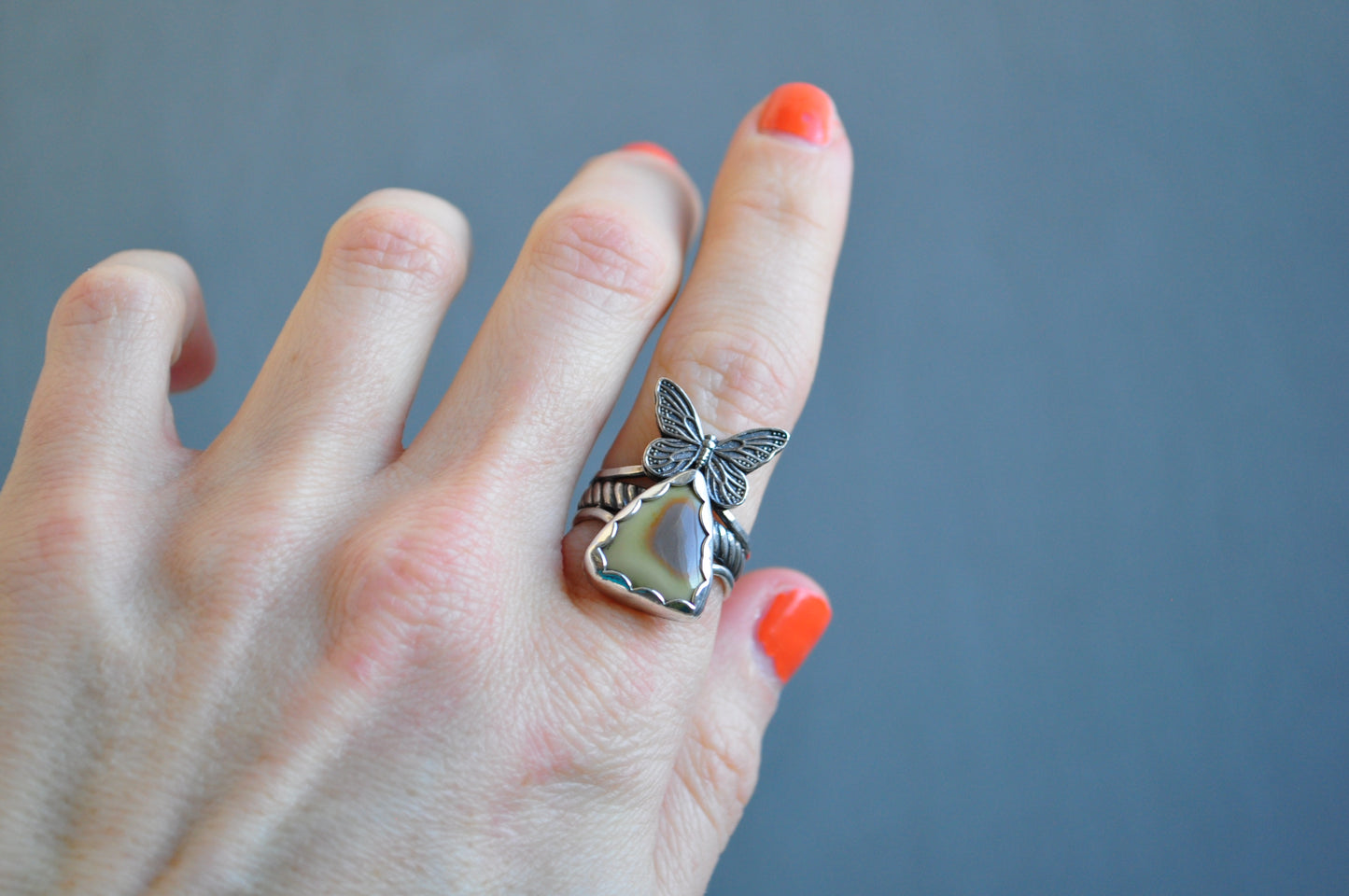 Jasper Butterfly Ring—Size 6.5