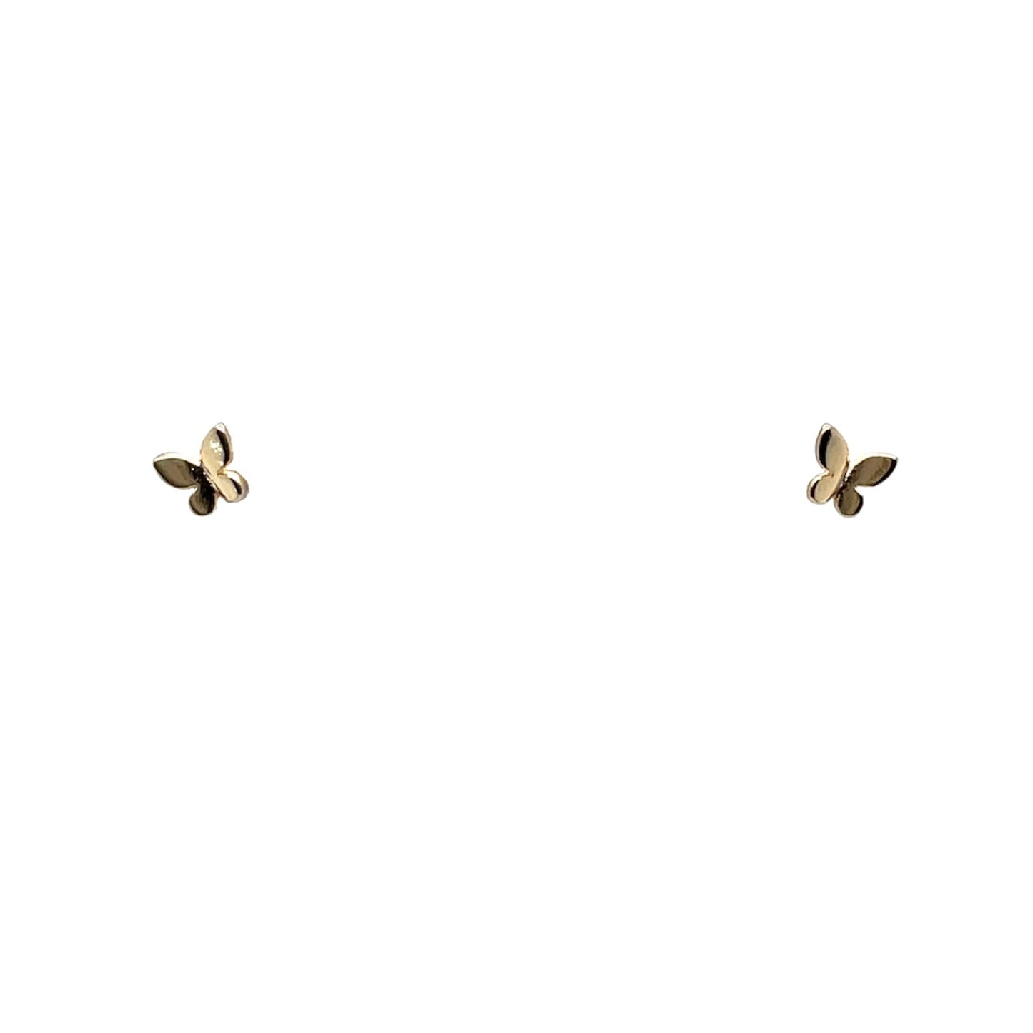Tiny, shiny gold butterfly post earrings.