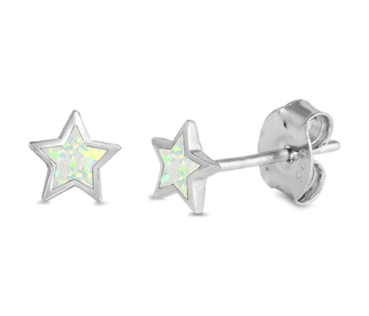 Opal Star Stud Earrings
