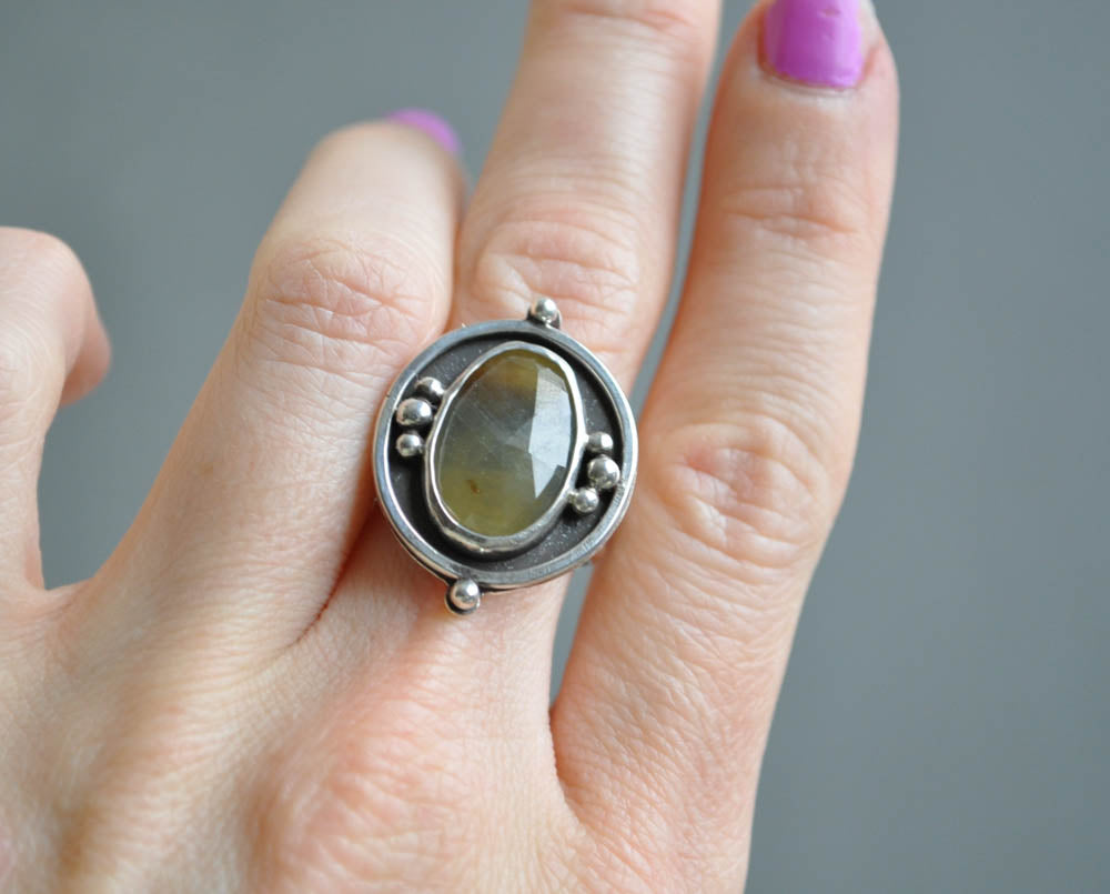 Parti-Sapphire Shadow Box Ring—7