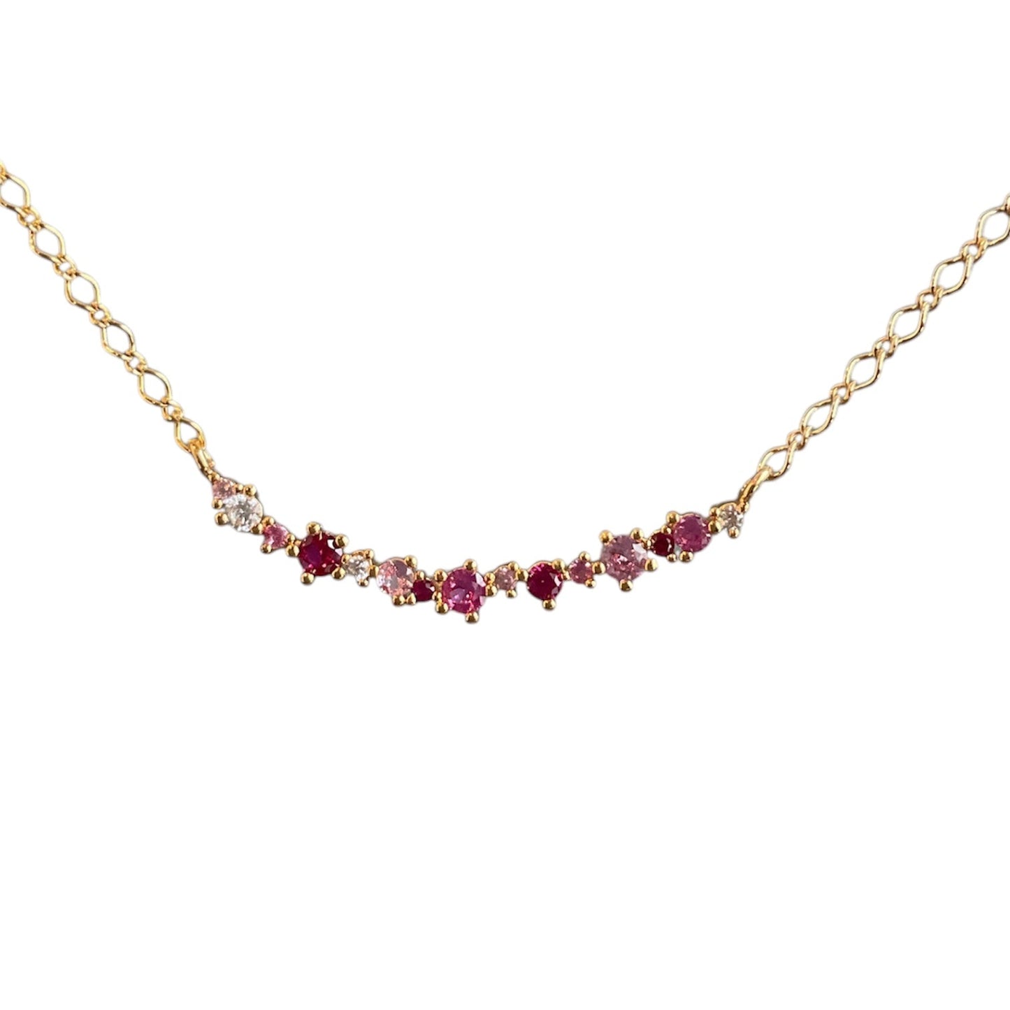 Pink Ruby CZ Bar Necklace