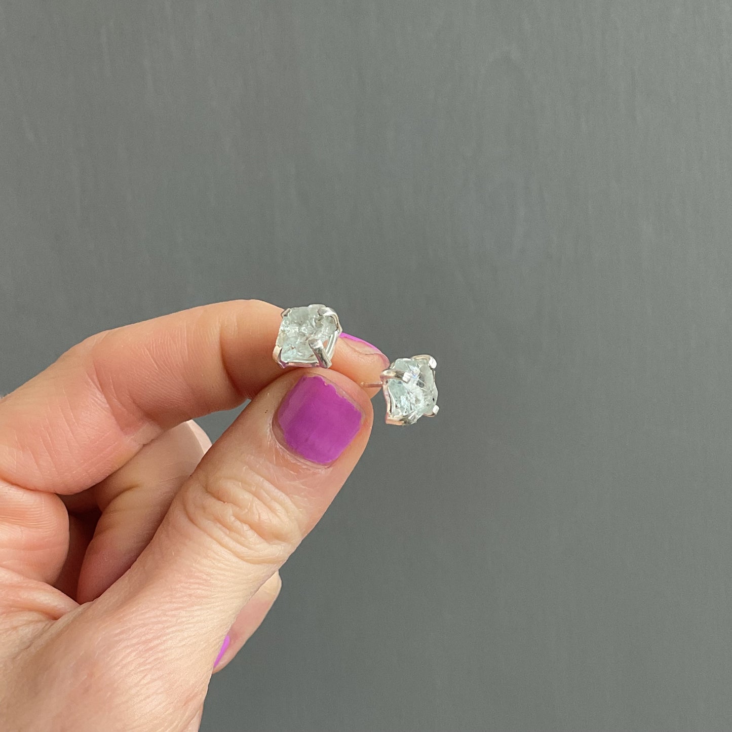 Rough Aquamarine Post Earrings
