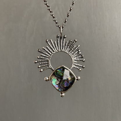 Abalone Quartz Doublet Sunrise Necklace
