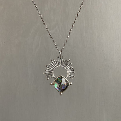 Abalone Quartz Doublet Sunrise Necklace