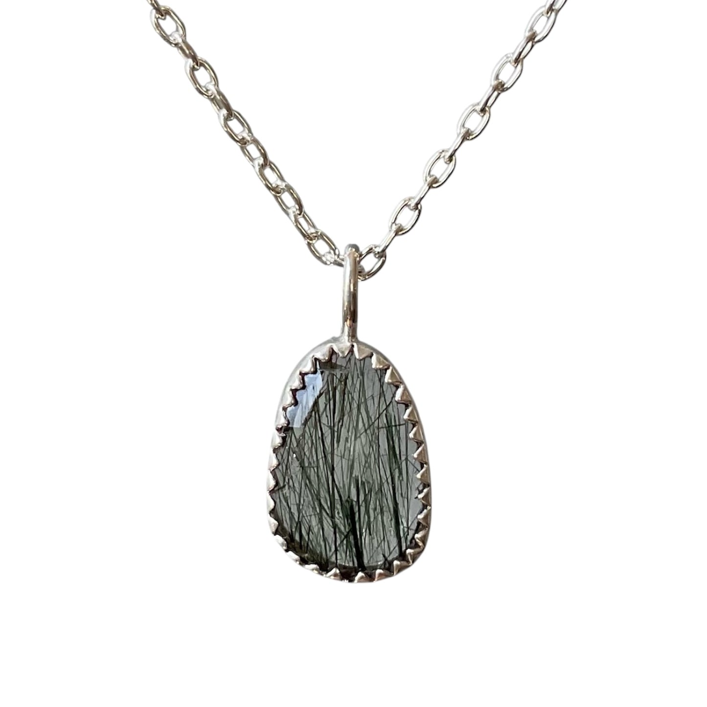 Green Rutilated Quartz Drop Necklace