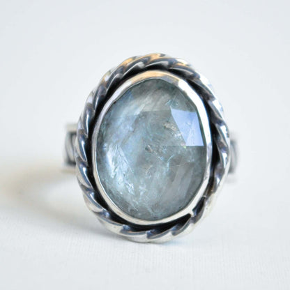 Aquamarine Twist Ring—Size 7.5