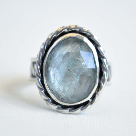 Aquamarine Twist Ring—Size 7.5