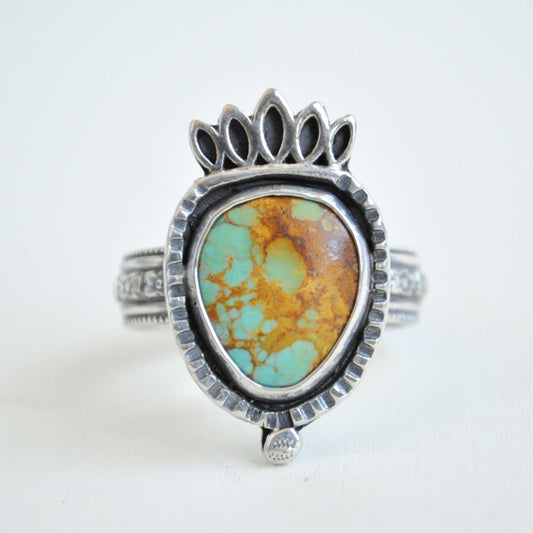 Turquoise Crown Ring—Size 9.5