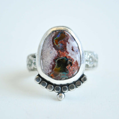 Fire Opal Garden Ring—Size 7.5