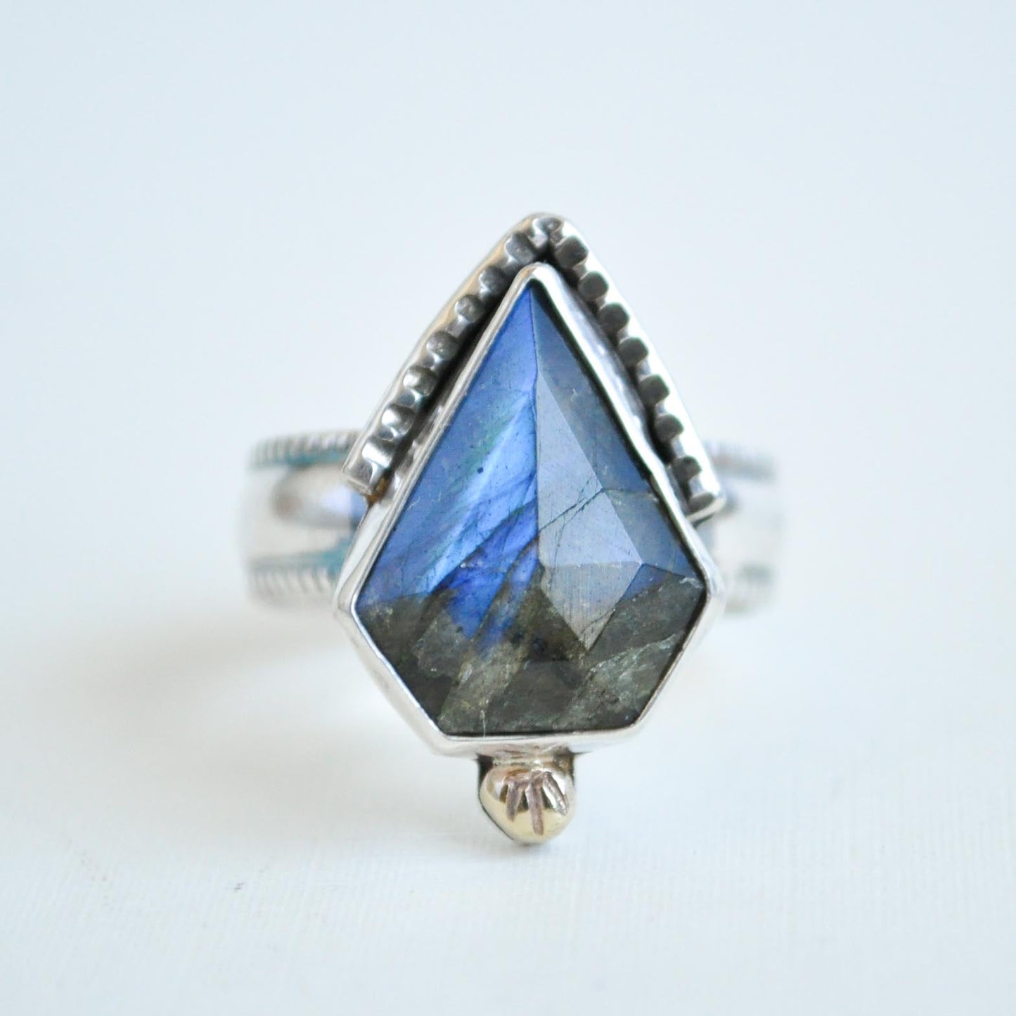Labradorite Shield Ring—Size 6.5