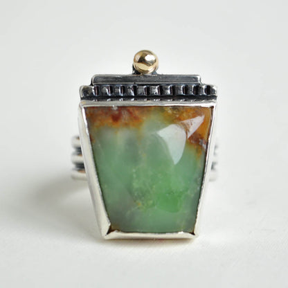 Chrysoprase Trapezoid Ring—Size 8