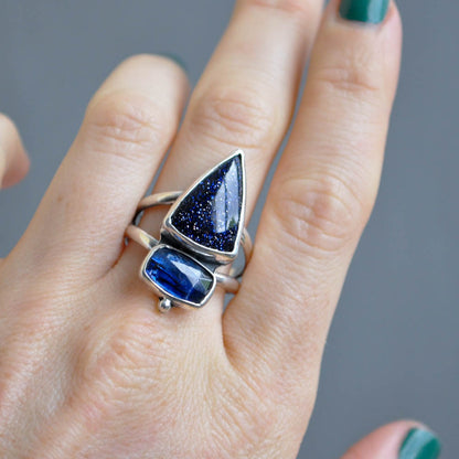 Goldstone and Kyanite Ring—Size 10