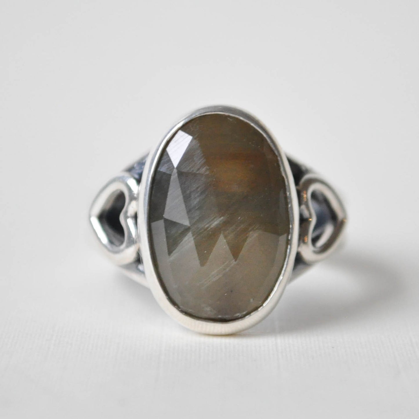 Parti-Sapphire Heart Ring—Size 9