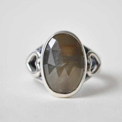Parti-Sapphire Heart Ring—Size 9