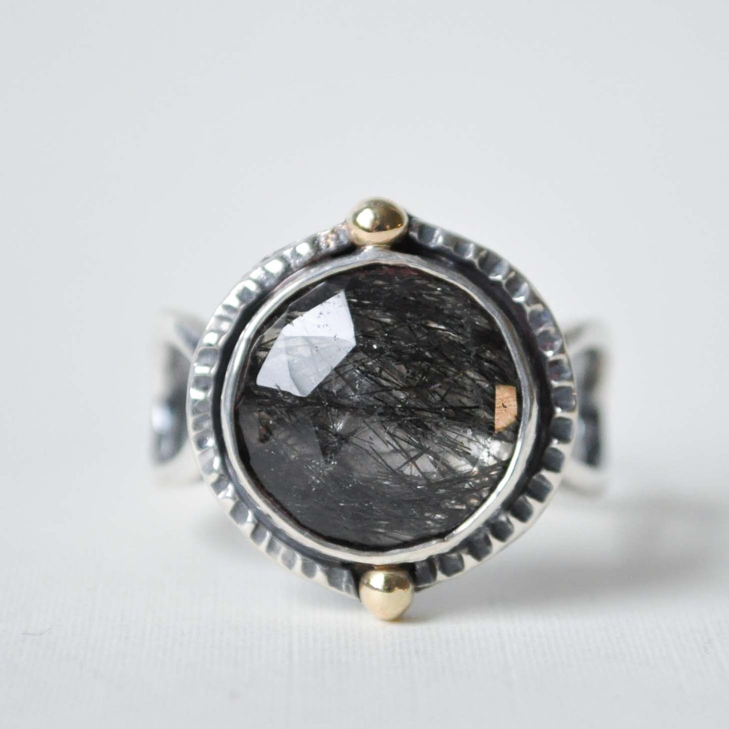 Tourmalated Quartz Open Link Ring—Size 7.5