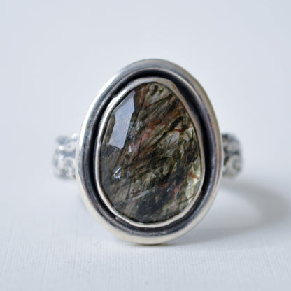 Rutilated Quartz Garden Ring—Size 8.5