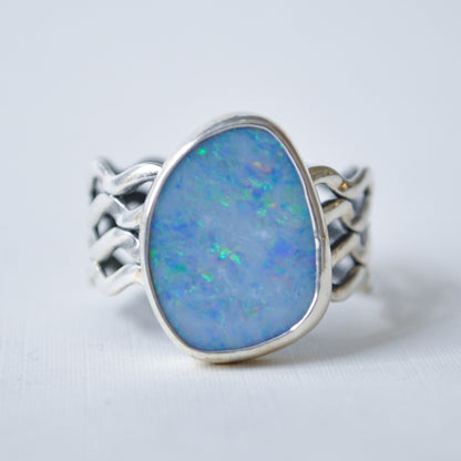 Boulder Opal Ripple Ring—Size 8.5