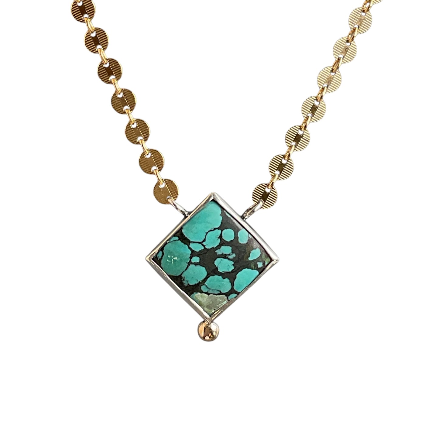 Turquoise and Gold Disc Necklace