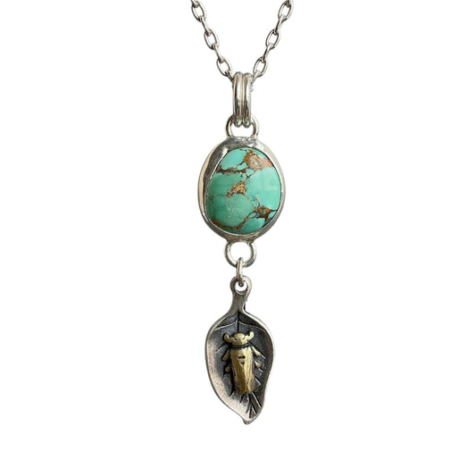 Turquoise Beetle Drop Necklace