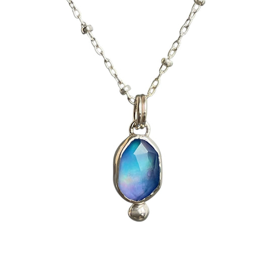 Blue Aurora Opal Drop Necklace