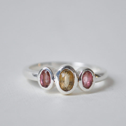 Watermelon Tourmaline Trinity Ring