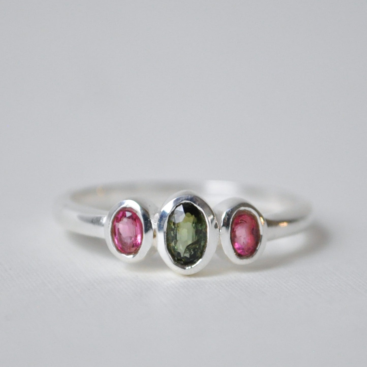 Watermelon Tourmaline Trinity Ring