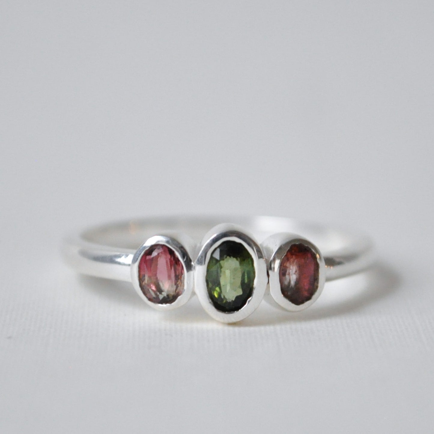 Watermelon Tourmaline Trinity Ring