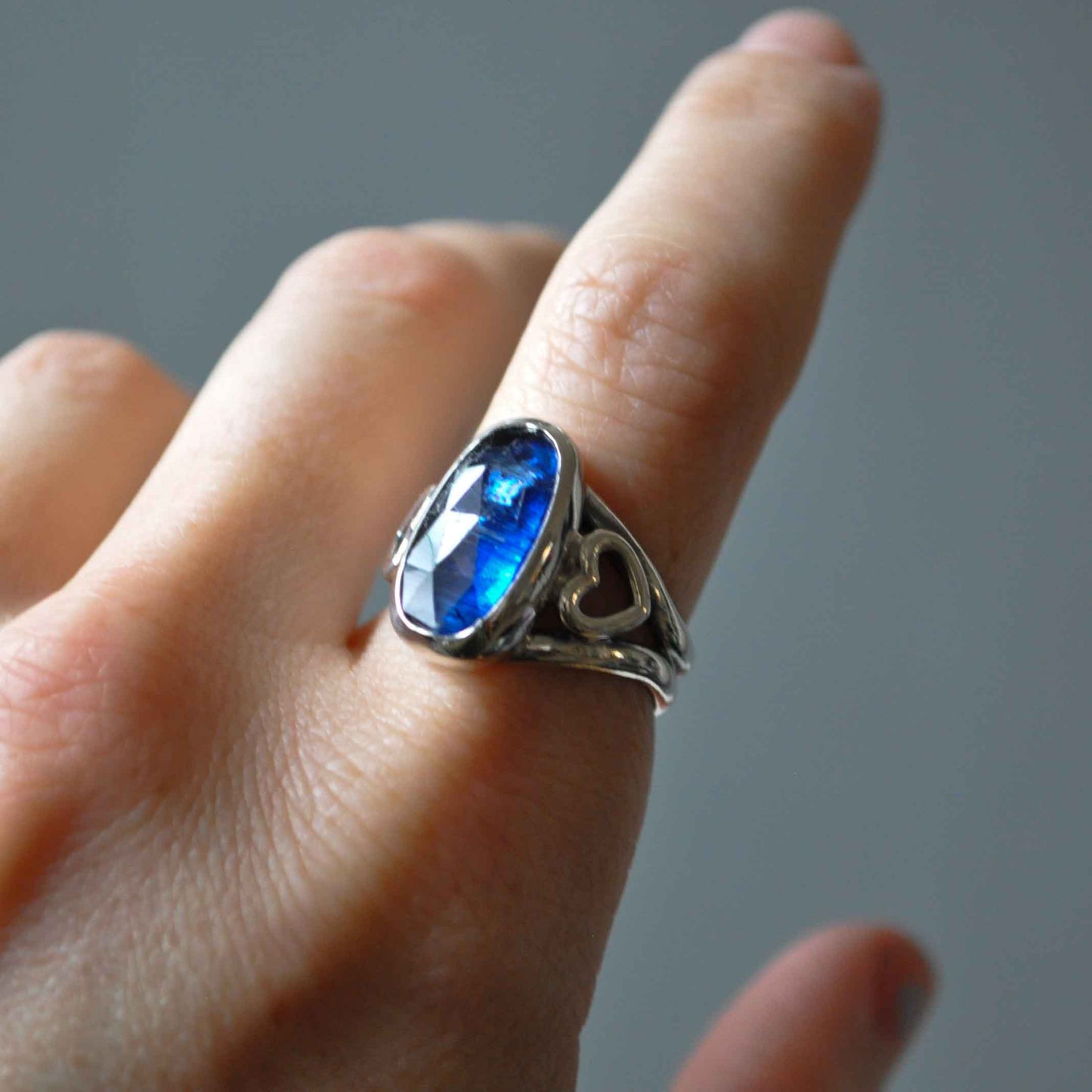 Kyanite Heart Ring—Size 7.5