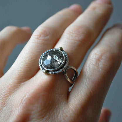 Tourmalated Quartz Open Link Ring—Size 7.5