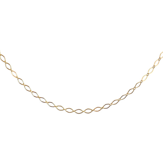 Gold chain necklace on a white background